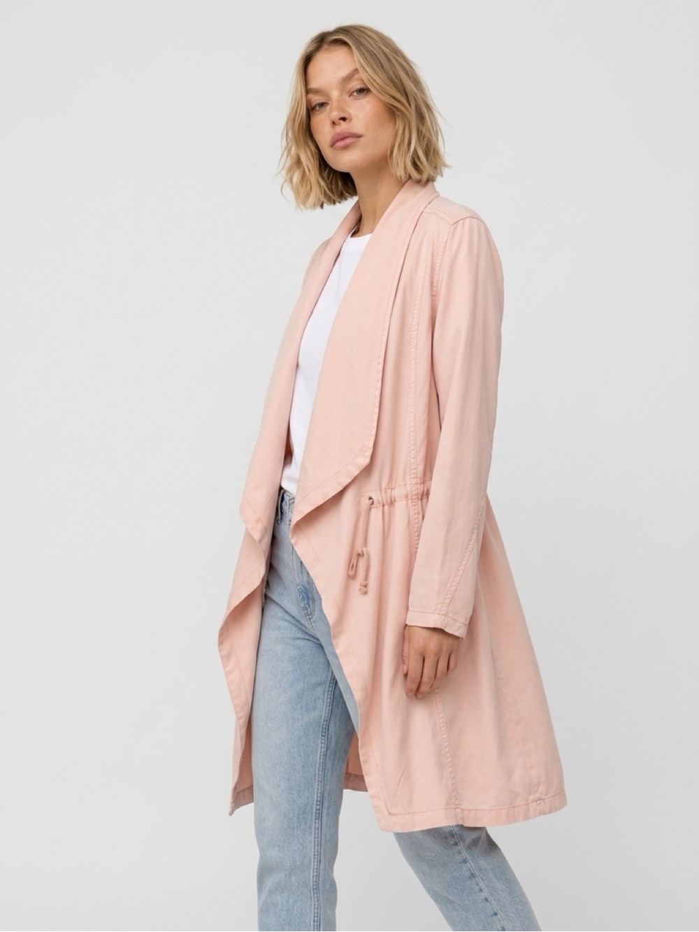 Max Jeans Pale Pink Draped Trench Coat - Picture 5 of 10